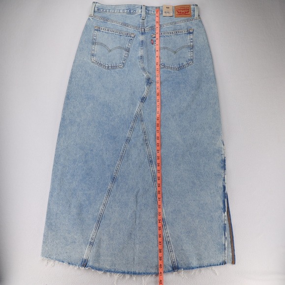 Levi's Women Light Wash Blue Denim Front Slit Maxi Skirt Size 32 NWT - Picture 11 of 12